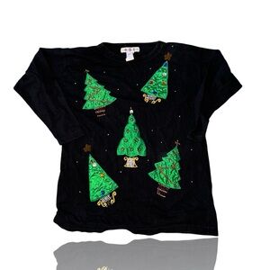 Ugly Christmas “Vintage” Longsleeve Christmas Tree Shirt: Women’s Small: Holiday